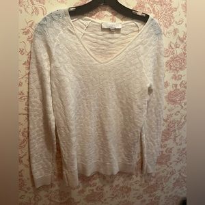 Ann Taylor Loft Sparkly White Leopard Print Sweater